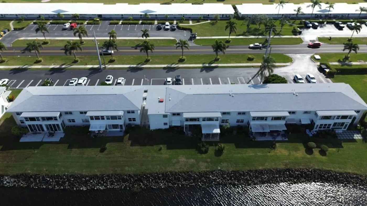 Roof in Boynton Beach put on by Ranger Roofing, drone photo from January 2025