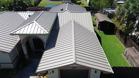 Roof in Palm Beach County put on by Ranger Roofing, drone photo from March 2025