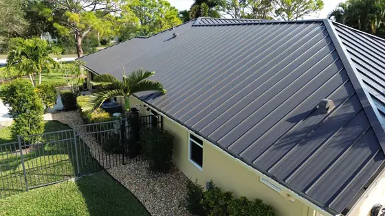 Roof in The Acreage put on by Ranger Roofing, drone photo from February 2025
