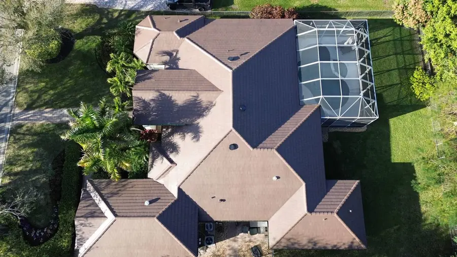 Roof in Wellington put on by Ranger Roofing, drone photo from January 2025